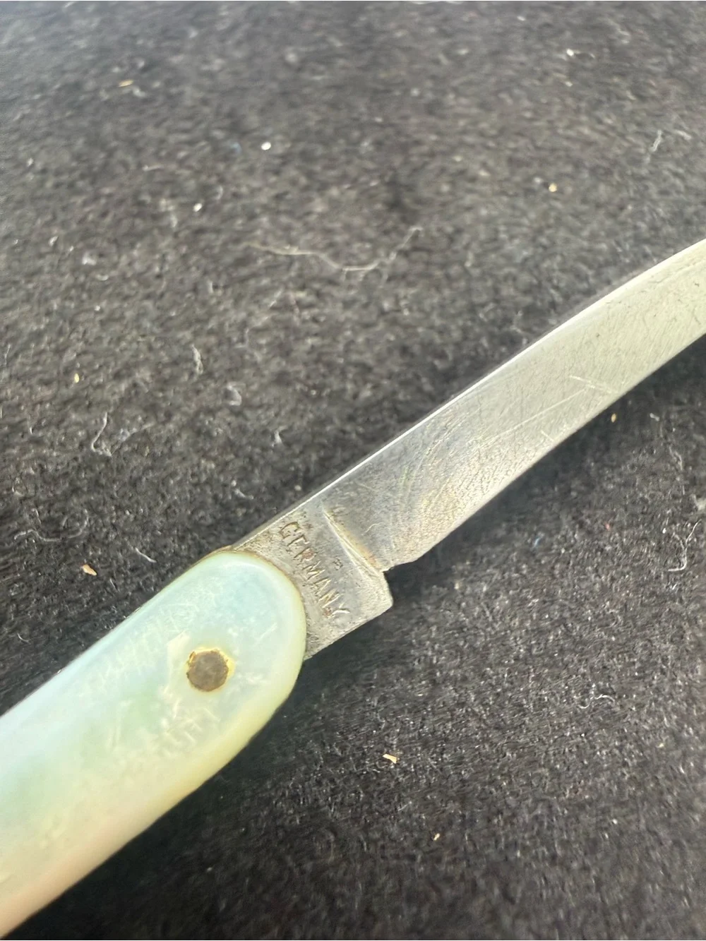 Vintage Germany Mother of Pearl Folding Pen Knife Pocket Knife